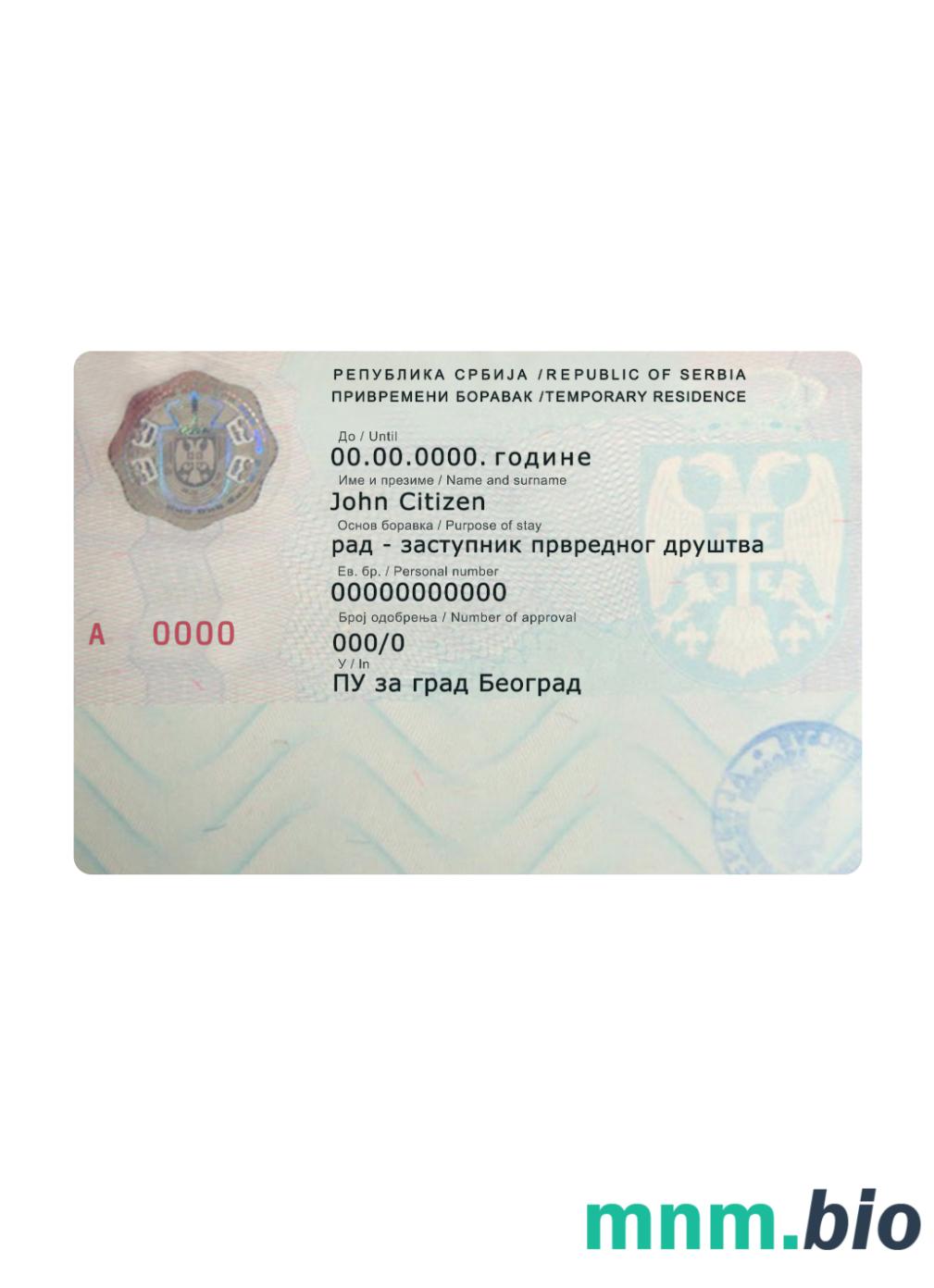 Serbia tymczasowy pobyt
